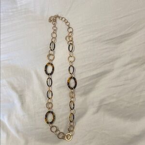 Vintage Elegant Tortoiseshell and Gold Tone Chain Necklace